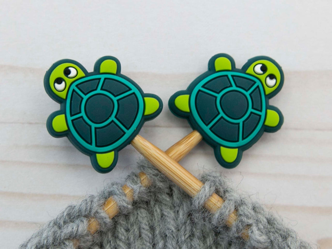 Stitch stoppers - Fox & Pine - set of 2 knitting needle stoppers - Turtles