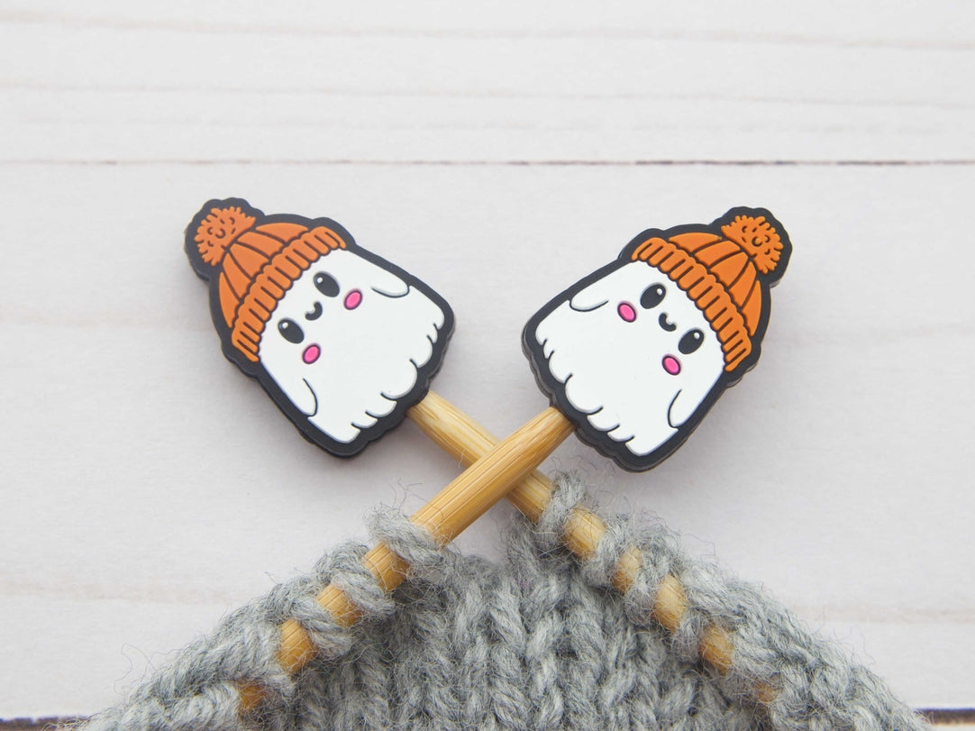 Stitch stoppers - Fox & Pine - set of 2 knitting needle stoppers - Cosy ghosts