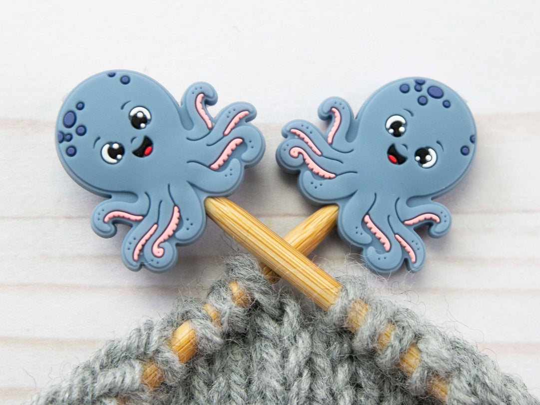 Stitch stoppers - Fox & Pine - set of 2 knitting needle stoppers - Octopus