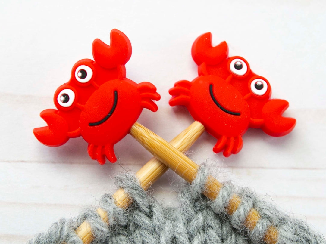 Stitch stoppers - Fox & Pine - set of 2 knitting needle stoppers - Crab