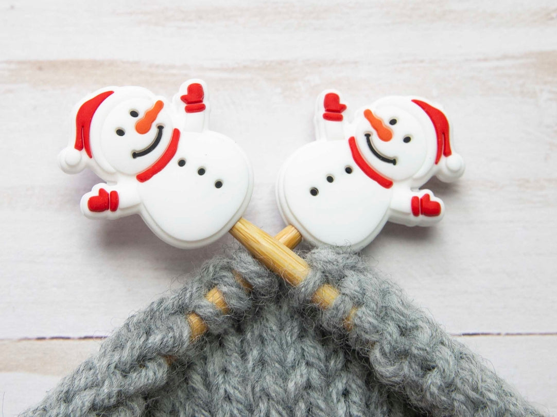 Stitch stoppers - Fox & Pine - set of 2 knitting needle stoppers - Snowman