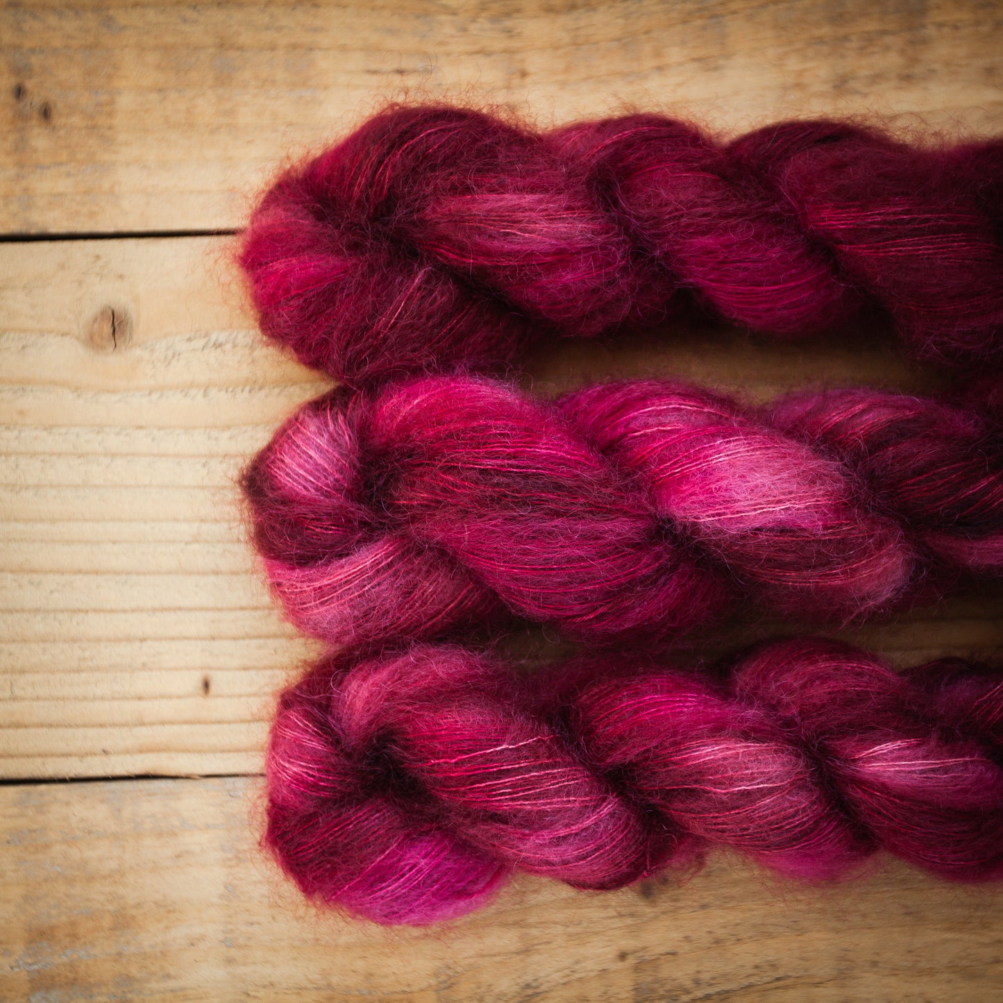 Sweater yarn set - "Cherry Garden" - wool and mohair skeins