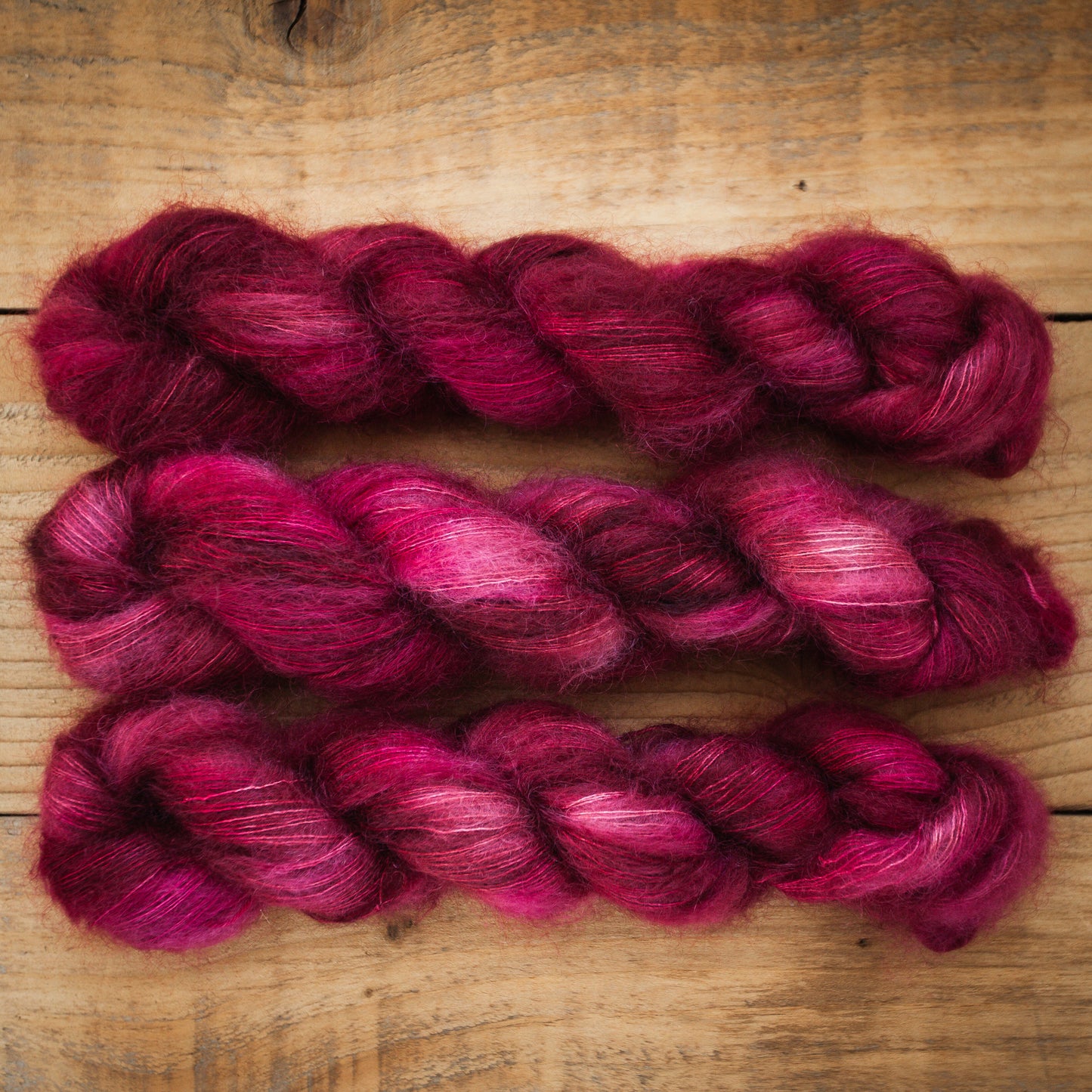 Sweater yarn set - "Cherry Garden" - wool and mohair skeins