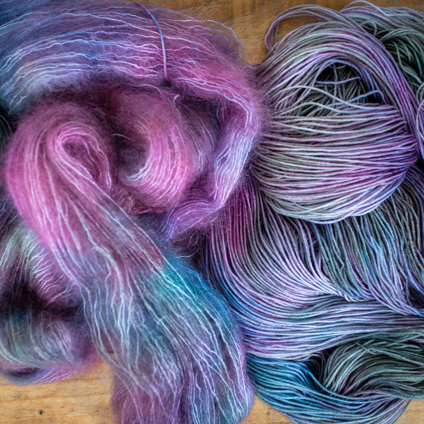 "Winter Sage" - Kid mohair silk - hand dyed yarn