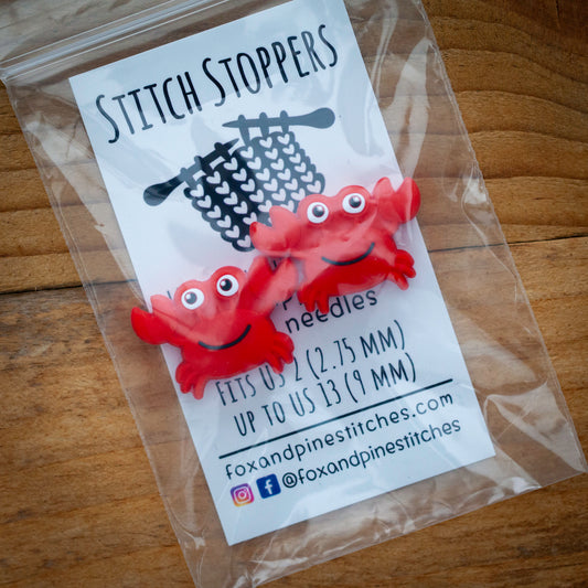 Stitch stoppers - Fox & Pine - set of 2 knitting needle stoppers - Crab