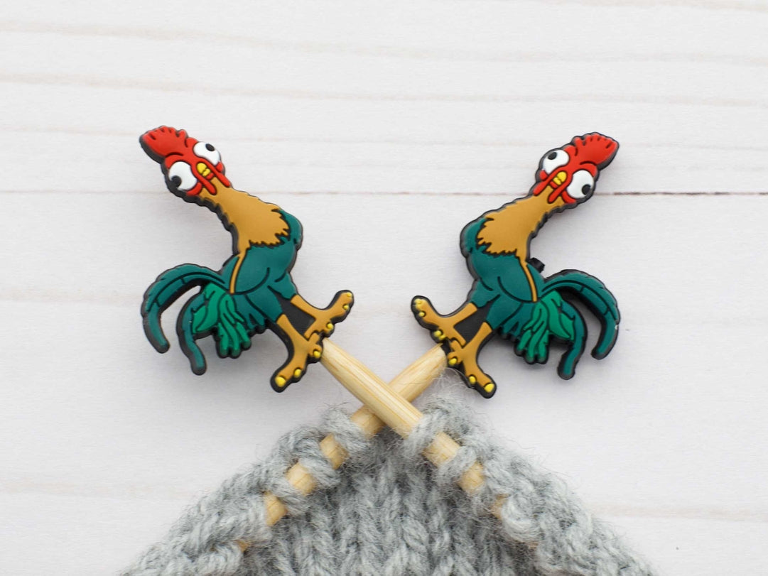 Stitch stoppers - Fox & Pine - set of 2 knitting needle stoppers - Roosters