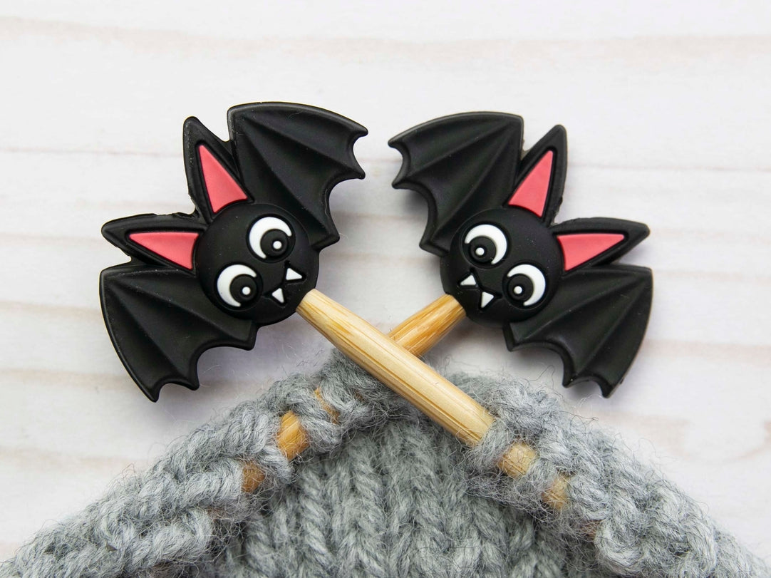 Stitch stoppers - Fox & Pine - set of 2 knitting needle stoppers - Bats