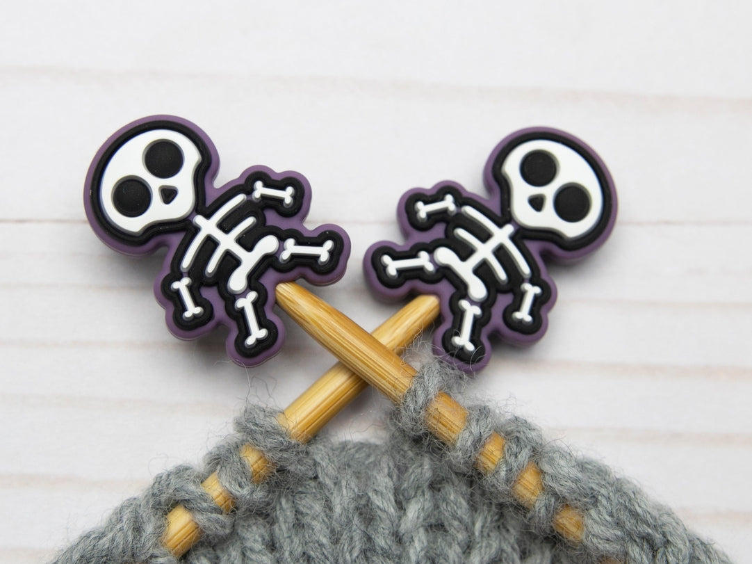 Stitch stoppers - Fox & Pine - set of 2 knitting needle stoppers - Skeletons