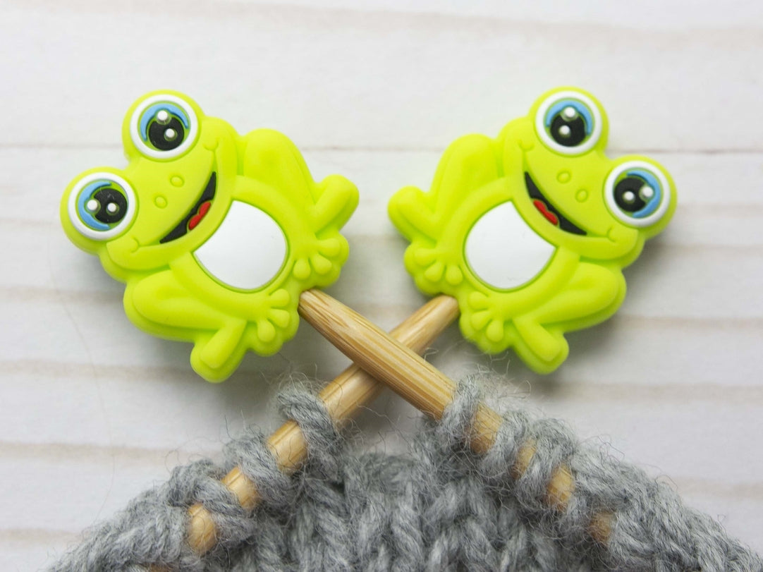 Stitch stoppers - Fox & Pine - set of 2 knitting needle stoppers - Frogs