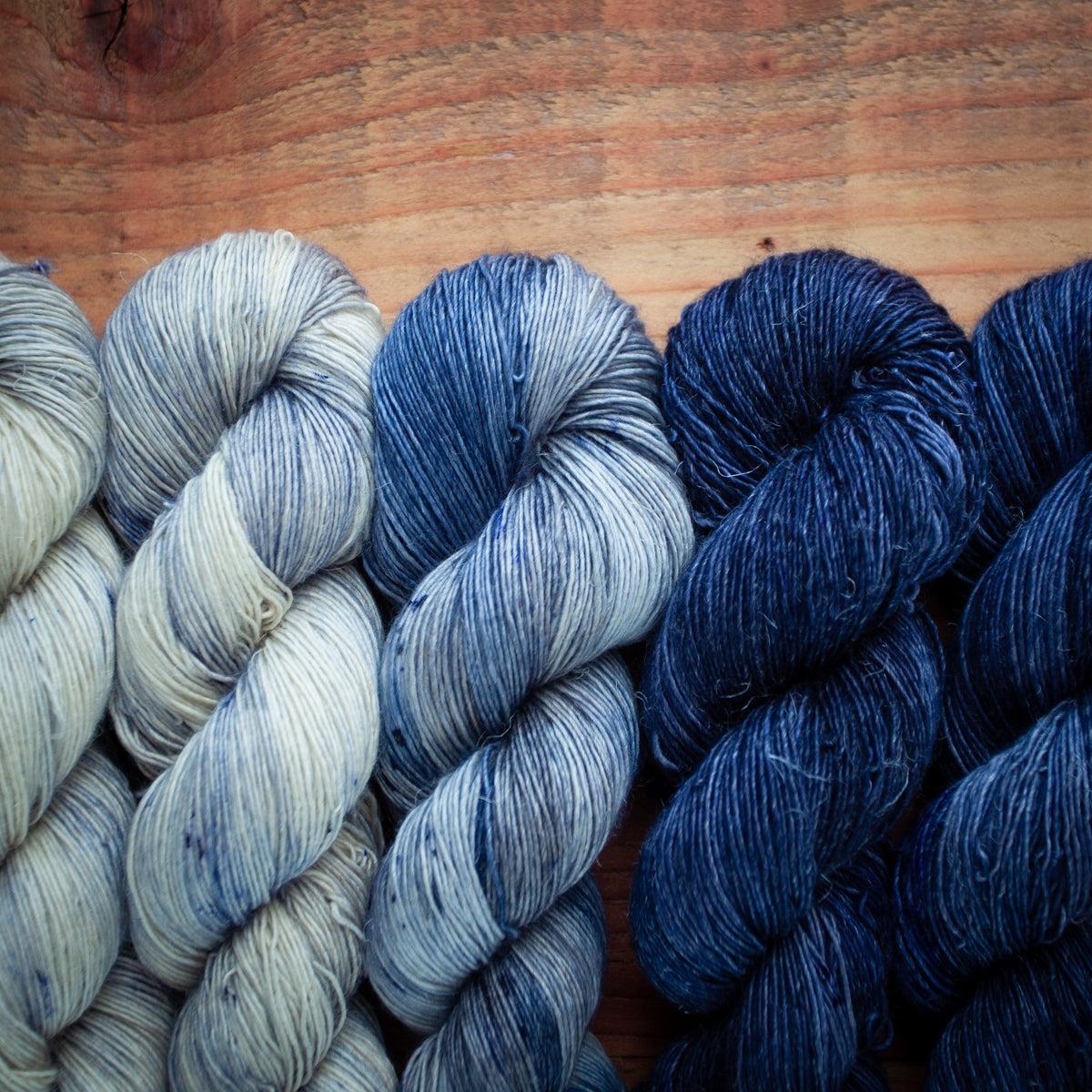 Hand Dyed Yarn fade set "Cloudy Denim"