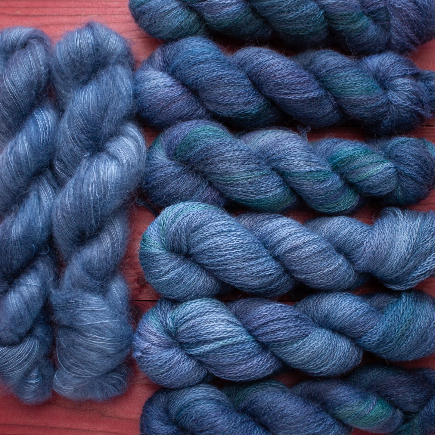 Sweater yarn set - "Calm before the storm" - wool and mohair skeins