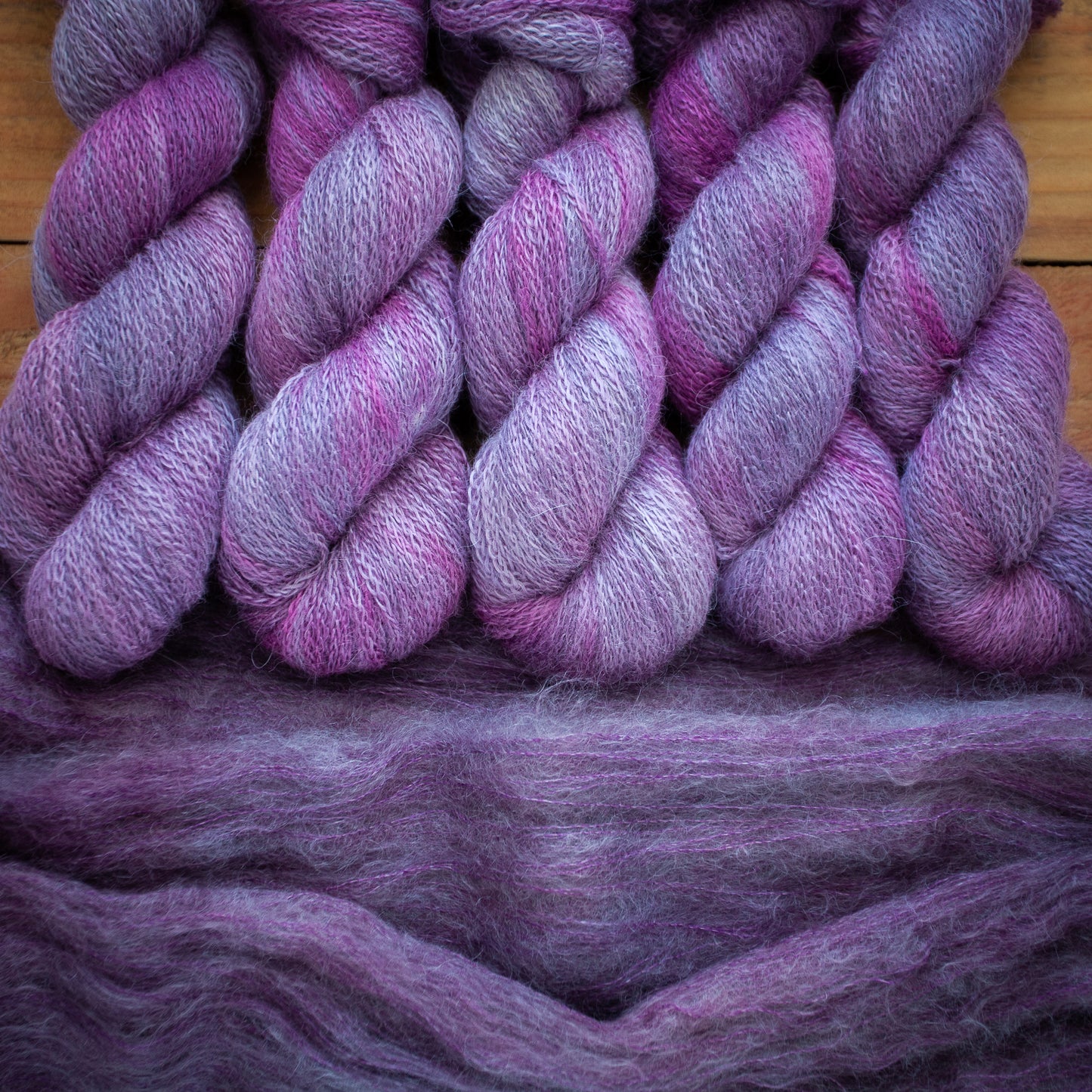 Sweater yarn set - "Lavender Fields" - wool and mohair skeins